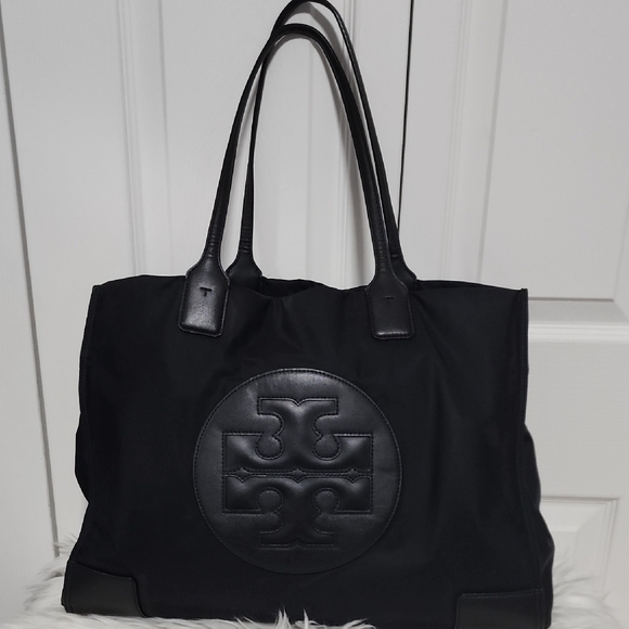Tory Burch Ella Black Nylon Tote HandBag - Picture 10 of 17